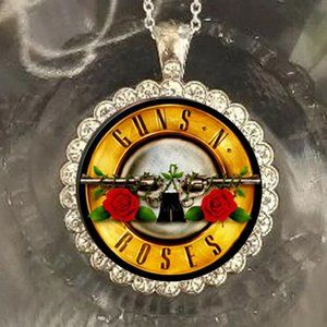 Guns N roses Band Group 925 silver rhinestones Bling necklace